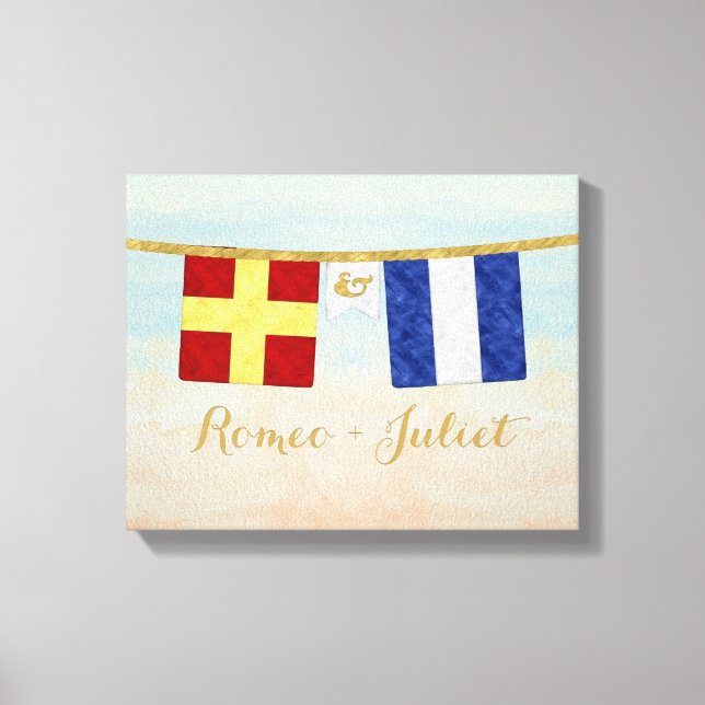 Lienzo Parejas Monograma Banderas de señalización marítim (Anverso)