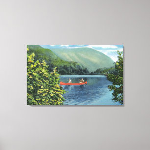 Lienzo Pares Canoeing en un lago