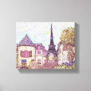 Lienzo Paris Cityscape pointillsim canvas Kristie Hubler