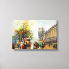 Lienzo París en un día lluvioso. Pintura de acuarela