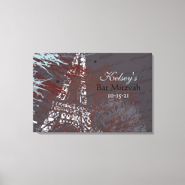 Lienzo PARIS FRANCE FRANCH Bar Bat Mitzvah Rótulo a bordo (Anverso)