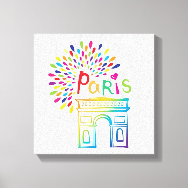Lienzo París Francia | Arco de Triomphe | Diseño neón (Anverso)