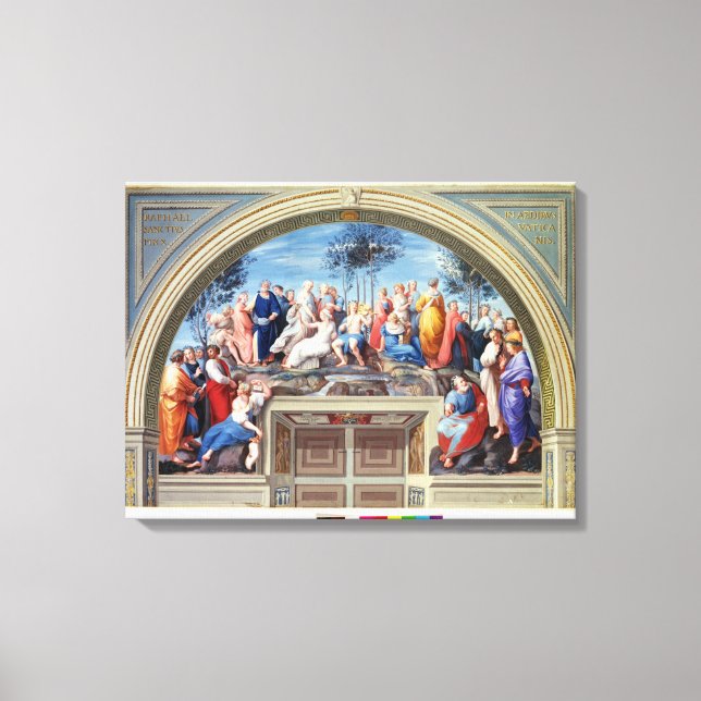 Lienzo Parnassus y el Disputa, de la Stanza della S (Anverso)