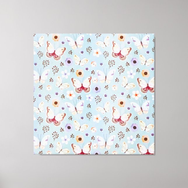 Lienzo Paro de mariposa acuarela floral (Anverso)