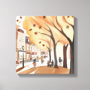 Lienzo Parque de la Ciudad de Otoño Aquarela de Follaje
