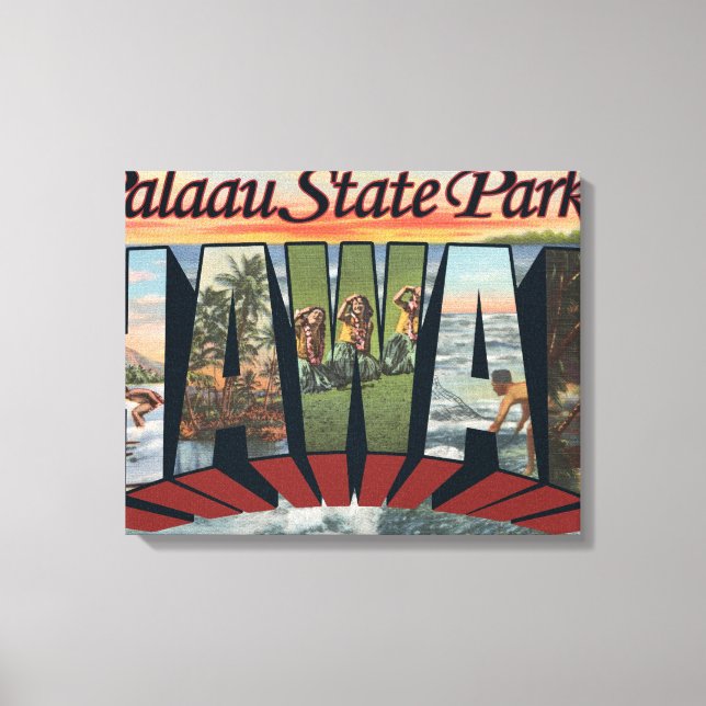 Lienzo Parque Estatal Palaau, Hawaii - Escenas de letras  (Anverso)