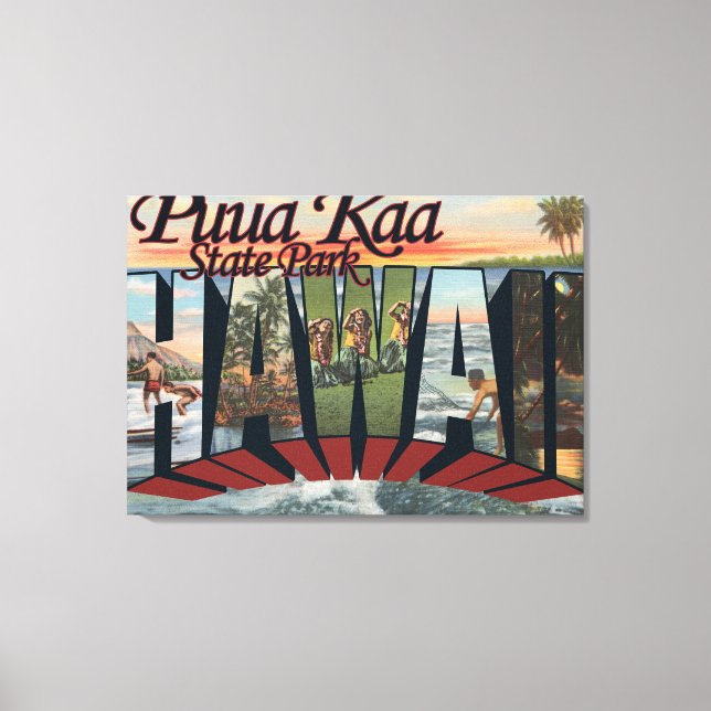 Lienzo Parque Estatal Puua Kaa, Hawaii - Escena de letras (Anverso)