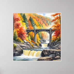 Lienzo Parque Estatal Watercolor Ohiopyle
