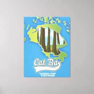 Lienzo parque nacional cat ba vietnam mapa de viaje 