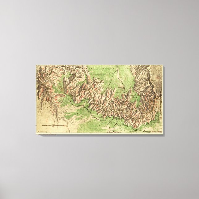 Lienzo Parque nacional del Gran CañónMapa panorámico (Anverso)