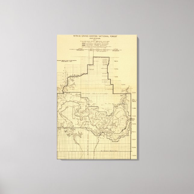 Lienzo Parque nacional del Gran CañónMapa panorámico (Anverso)