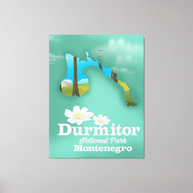 Lienzo Parque nacional Durmitor, Mapa de Montenegro (Anverso)