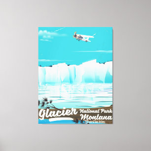 Lienzo Parque nacional Glacier, afiche de la época de Mon