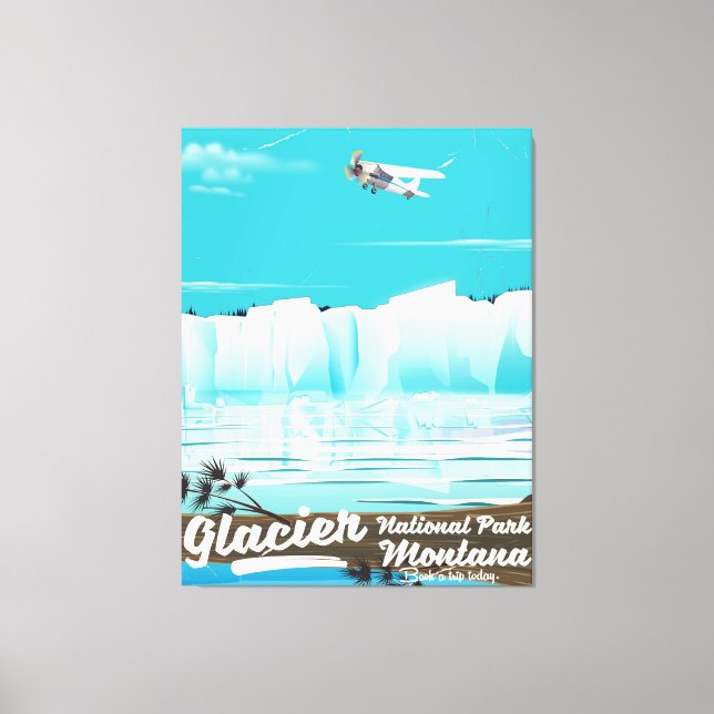 Lienzo Parque nacional Glacier, afiche de la época de Mon (Anverso)