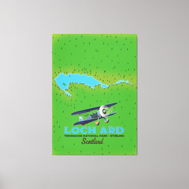 Lienzo Parque nacional Loch Ard Trossachs, Mapa Stirling (Anverso)