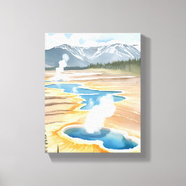Lienzo Parque Nacional Yellowstone | Acuarela de paisaje