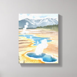 Lienzo Parque Nacional Yellowstone   Acuarela de paisaje