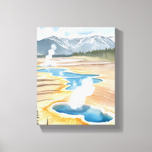 Lienzo Parque nacional Yellowstone | Acuarela paisajista (Anverso)