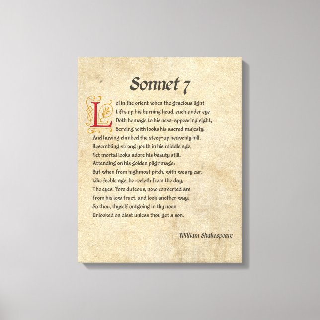 Lienzo Parque Shakespeare Sonnet 7 (Anverso)