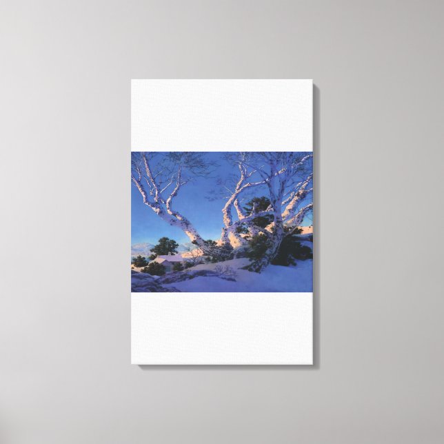 Lienzo Parrish Maxfield - Birches en invierno (Anverso)