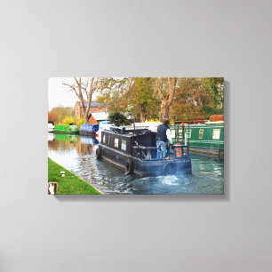 Lienzo Paseando en barca por el canal de Newbury