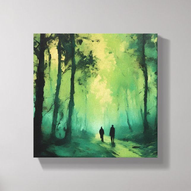 Lienzo Paseo de los Crepúsculos en el bosque verde (Anverso)