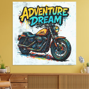 Lienzo Paseo de Sueño de Aventura / Motocicleta Chopper V
