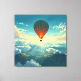 Lienzo Paseo en Globo con Luz Solar - Estilo de Ilustraci