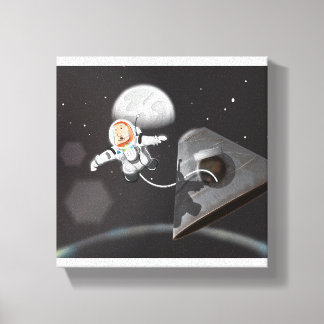 Lienzo Paseo espacial de astronauta fuera de la cápsula