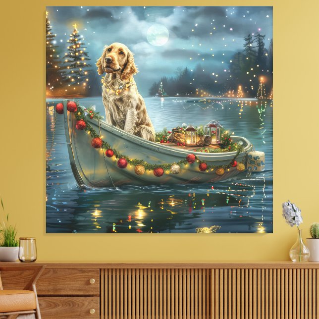 Lienzo Paseo Festivo de Navidad del Setter Inglés (Insitu (Sala de estar))