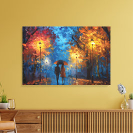 Lienzo Paseo nocturno a la luz del otoño