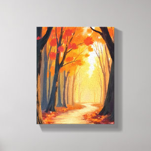 Lienzo Paseo por el bosque de follaje Pintura en acuare
