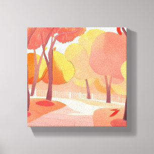 Lienzo Paseo por el follaje de otoño   Acuarela abstracta