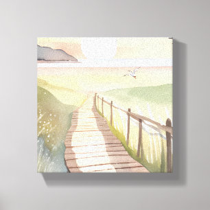 Lienzo Paseo por el Océano   Color amarillo de agua del a