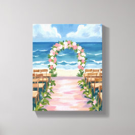 Lienzo Pasillo de boda en la playa Floral Acuarela