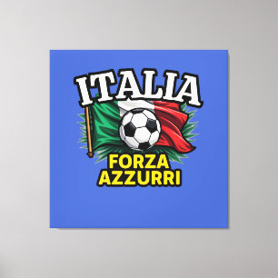 Lienzo Pasión italiana de fútbol - Bandera de Forza Azzur