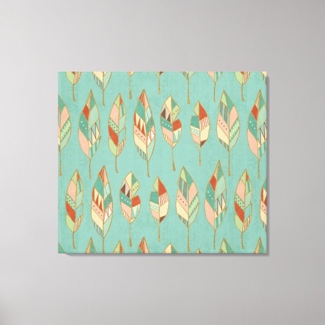 Lienzo Paso del suroeste de Geo | Patrón de plumas acuáti (Anverso)