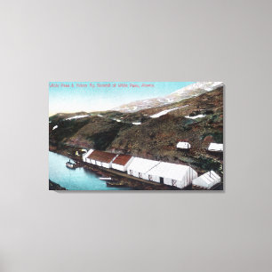 Lienzo Paso y tren de ferrocarril blancos del Yukón