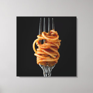 Lienzo Pasta rota en una horquilla, espagueti de comida