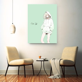 Lienzo Pastel Green JKのアートパネル|寿司娘 GenerativeAI