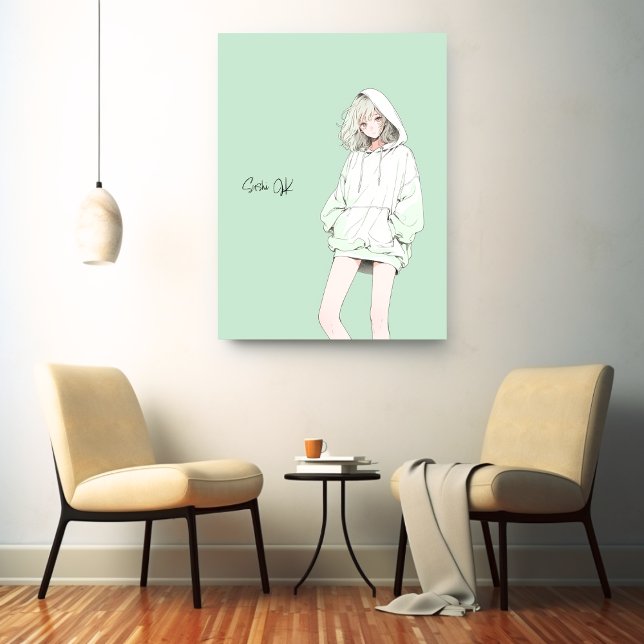 Lienzo Pastel Green JKのアートパネル｜寿司娘 GenerativeAI (Subido por el creador)