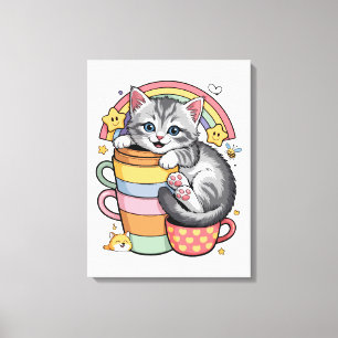 Lienzo Pastel Patas y Sorbitos de Arcoíris