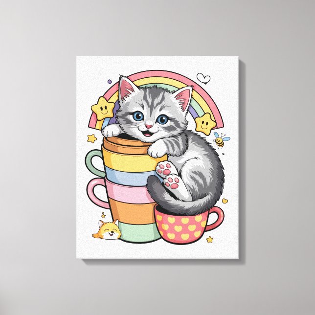 Lienzo Pastel Paws & Rainbow Sips (Anverso)