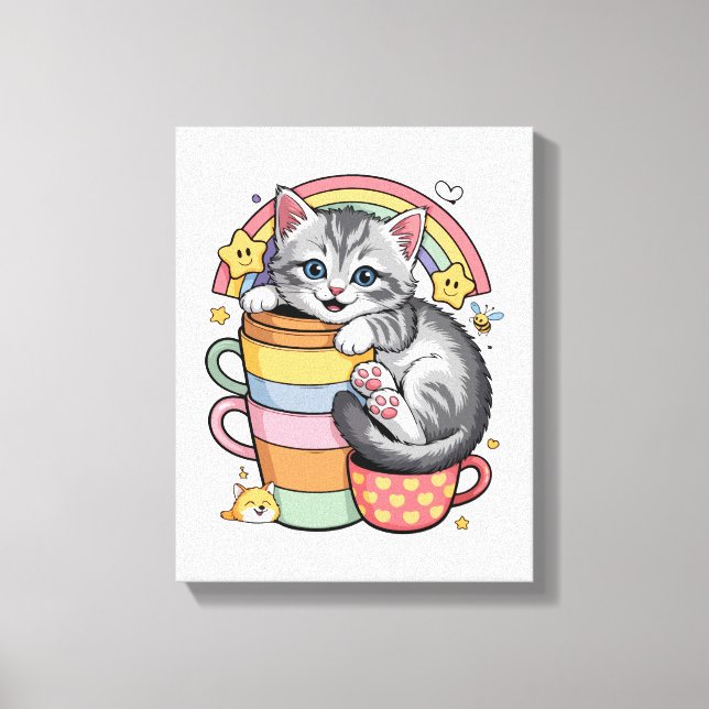 Lienzo Pastel Paws & Rainbow Sips (Anverso)