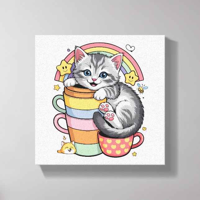 Lienzo Pastel Paws & Rainbow Sips (Anverso)