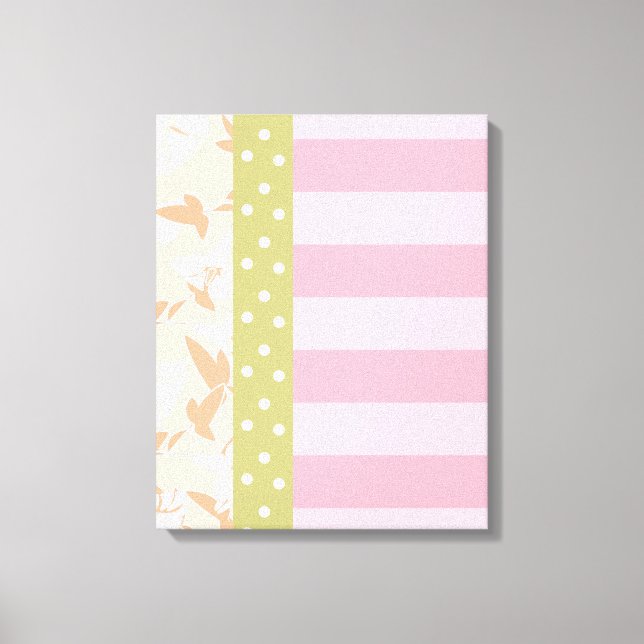 Lienzo Pastel Rosa Tan Girly Floral Wall Art (Anverso)