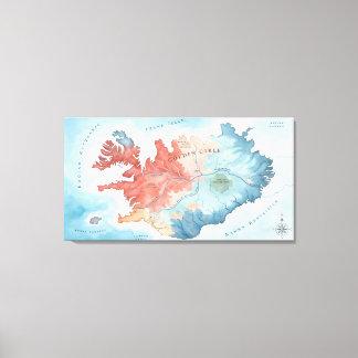 Lienzo Pastel Watercolor Map of Iceland's Golden Circle