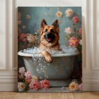 Pastor Alemán en el baño - Floral caprichoso
