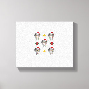 Lienzo Pastor australiano Feliz Navidad Perros de Inviern