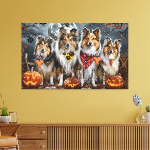 Lienzo Pastor de Shetland Halloween Espeluznante